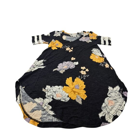 Maurices Floral Top Black & Yellow Strap V-Neck Striped Sleeves XS JH1832 - Picture 8 of 11